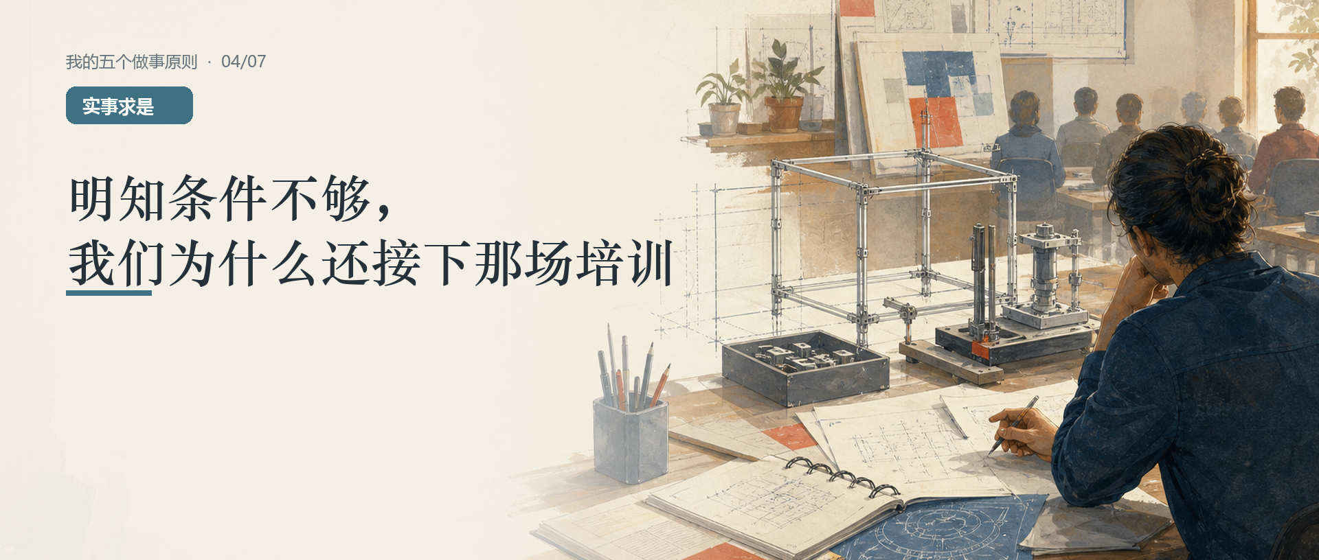 实事求是篇封面：培训即将开始，演示装置和准备条件却还不完整