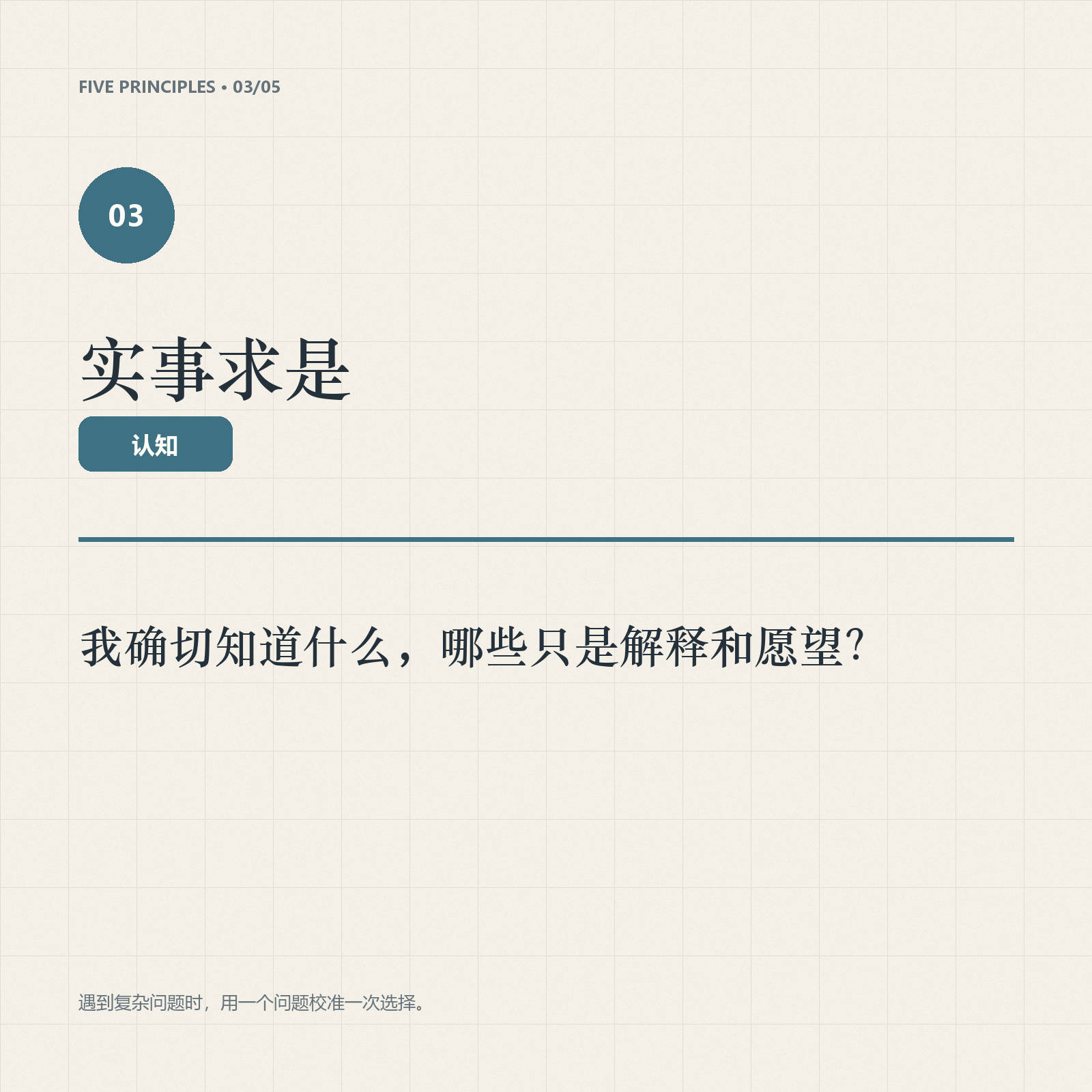实事求是原则卡：我确切知道什么，哪些只是解释和愿望